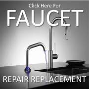 Faucet repair button for website says click here.