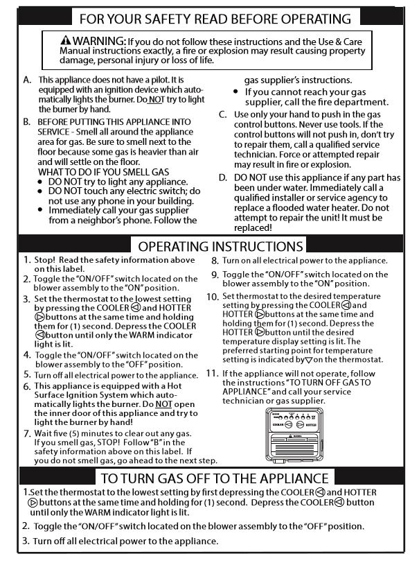 rheem lighting instructions steps