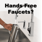 Hands Free Faucets button with white background.