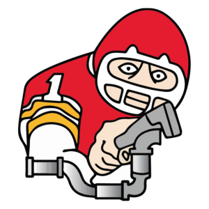 Image of The Plumbing Pro character, resembling a football player holding a wrench, symbolizing strength and expertise in plumbing services.