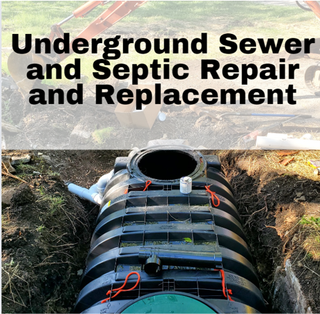A picture of a Underground septic system that shows septic tank.